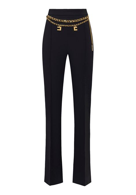Pantalone a palazzo in crêpe stretch con cintura ELISABETTA FRANCHI | Pantaloni | PAT3546E2110